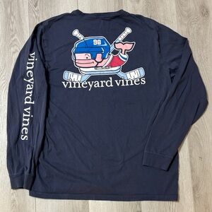 Vineyard Vines Navy Hockey Whale Long Sleeve Mens Sz Medium